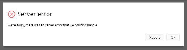 Server error dialog in Aurena.